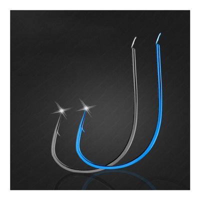 200pcs/lot High Carbon Steel Fishing Hooks Gold Black Barbed Hook Fishhooks for Grass Carp Lures Fishing Tackle DaJiKan (Color : Blue, Model Number : 6)