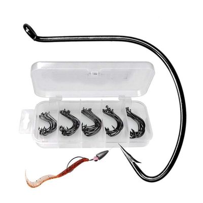 50pcs Wide Gap Offset Worm Hooks #2#1# 1/0#2/0#3/0 Wacky Rig Drop Shot Rig Texas Rig Hook Crappie Walleye Bass Fishing Tackle DaJiKan