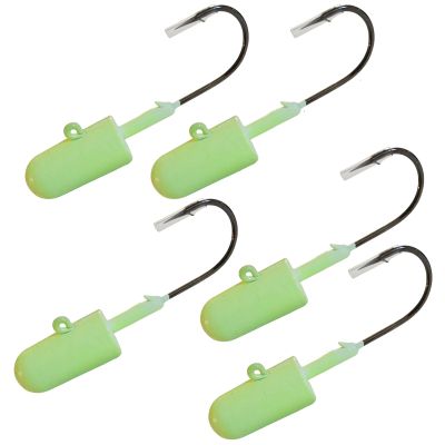 5pcs Glow Fish WOW! 8oz Bullet Jighead with 32786 MUSTAD 10/0 Hook 2X Strong Black Nickel Hooks Jig Heads