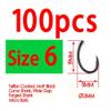 100pcs Coating Carp Hooks High Carbon Steel Matt Black with Barb Size 2 4 6 8 10 Carp Fishing Hook DaJiKan (Color : 100pcs Size 6) view 2
