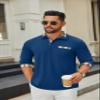 COOFANDY Men's Polo Shirt Long Sleeve Casual Button Polo Tee Plaid Collared Golg Shirt with Pocket Royal Blue view 3