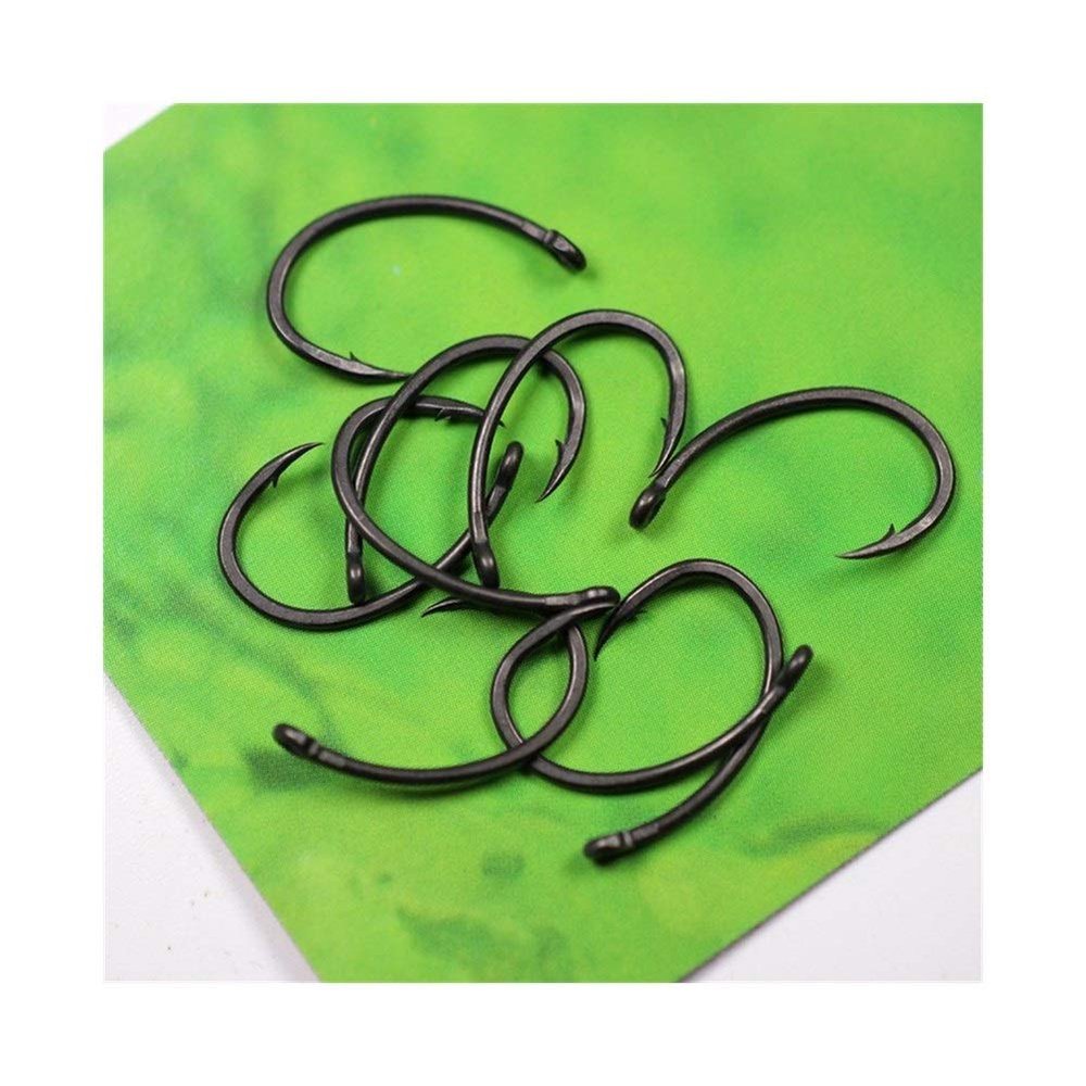 100pcs Coating Carp Hooks High Carbon Steel Matt Black with Barb Size 2 4 6 8 10 Carp Fishing Hook DaJiKan (Color : 100pcs Size 2)