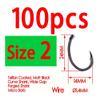 100pcs Coating Carp Hooks High Carbon Steel Matt Black with Barb Size 2 4 6 8 10 Carp Fishing Hook DaJiKan (Color : 100pcs Size 2) view 2