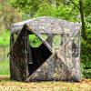 hysache Pop-up Hunting Blind, 3 Person Portable Ground Blind with 270 Perspective & Camouflage Appearance, Hub System, Carrying Bag Easy to Install and Carry (Trapezoidal Window) view 2