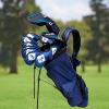 HB1 12Pcs Portable Set Golf Club Cover PU Leather Waterproof Double Sided Upgrade Magnetic Putter Waterproof Iron Head Covers Protector Headovers,Blue view 2