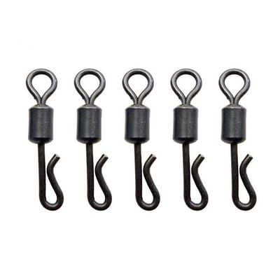 100pcs Matte Black Rolling Quick Change Swivels Carp Rigs Long Body Q-Shaped Swing Snap Connector Carp Fishing Accessories DaJiKan (Color : Size L)