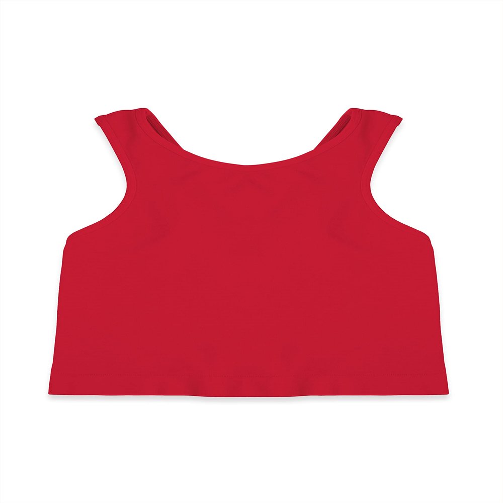 Kurve Premium Girls Seamless Supersoft Sleeveless Crop Tank Top - Stretchy Bra, UV UPF 50+ (Made in USA), Red, 9 Years-14 Years