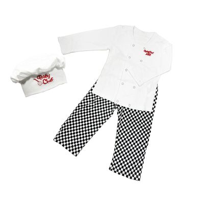 TAIKMD Boys Girls 3 Pieces Chef Costumes Clothing Jackets Pants Hat Outfits Set Baker Cooking Dress Up Suits (6-12Months)