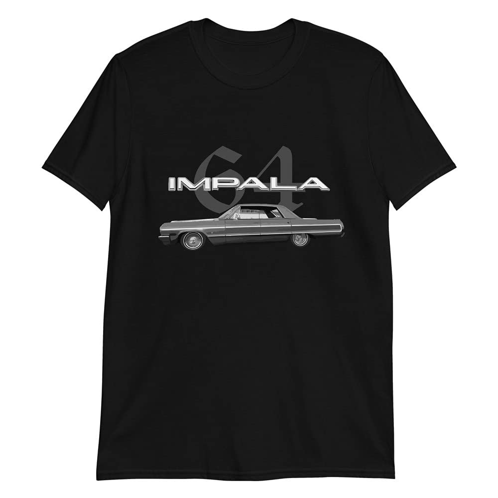 1964 Chevy Impala 4 Door Hardtop Classic Car Graphic T-Shirt | Vintage Car Enthusiast Gift Black