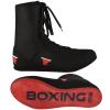 FISTRAGE Leather Kick Boxing Shoes Fighting Sports Master Training Mesh Unisex Pro Men's and Youth Genuine Boot Light Weight | Black Color Boxing Shoes for Adults (Black High-Top, 40) view 1