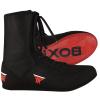 FISTRAGE Leather Kick Boxing Shoes Fighting Sports Master Training Mesh Unisex Pro Men's and Youth Genuine Boot Light Weight | Black Color Boxing Shoes for Adults (Black High-Top, 40) view 2