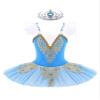 easyforever Kids Girls Camisole Skirted Leotards Swan Dance Ballet Dress Lace Bead Ballet Tutu Dress Ballerina Costume Type B Sky Blue 8-10 Years view 1