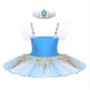 easyforever Kids Girls Camisole Skirted Leotards Swan Dance Ballet Dress Lace Bead Ballet Tutu Dress Ballerina Costume Type B Sky Blue 8-10 Years view 2