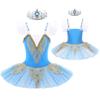 easyforever Kids Girls Camisole Skirted Leotards Swan Dance Ballet Dress Lace Bead Ballet Tutu Dress Ballerina Costume Type B Sky Blue 8-10 Years view 3