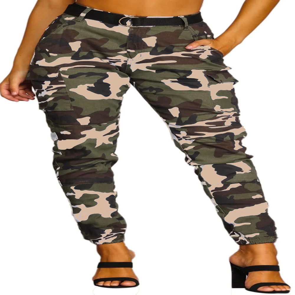 DvaeMalligo Camo Pants Womens Cargo Jogger Pants with Multi Pockets Slim Army Fatigue Camouflage Sweatpants Active Work Hiking Pants