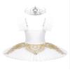 Aislor Kids Girls Sequin Ballet Dance Leotard Tutu Dress Swan Lake Dance Camisole Princess Dress Dancewear with Headwear Type B White 8-10 Years view 2