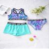 Kaerm Kids Girls 3Pcs Sporty Bathing Suit Swimwear Racerback with Briefs Booty Shorts Athletic Tankini Set Light Green 16 Years view 3