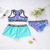 Kaerm Kids Girls 3Pcs Sporty Bathing Suit Swimwear Racerback with Briefs Booty Shorts Athletic Tankini Set Light Green 16 Years view 4