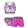 Kaerm Kids Girls 3Pcs Sporty Bathing Suit Swimwear Racerback with Briefs Booty Shorts Athletic Tankini Set Rose Red 8 Years view 1