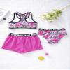 Kaerm Kids Girls 3Pcs Sporty Bathing Suit Swimwear Racerback with Briefs Booty Shorts Athletic Tankini Set Rose Red 8 Years view 4