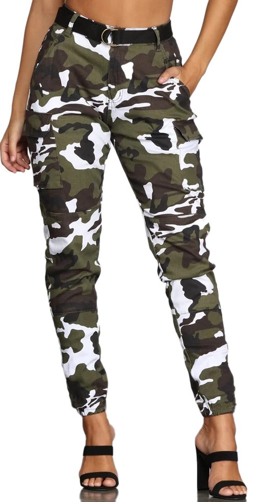 Camo Pants Womens Joggers Cargo Hiking Pants Slim Camouflage Army Fatigue Sweatpants Active Works Pants with Pockets