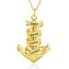 Wamantic Personalized Anchor Stainless Steel Chain Pendant Necklace Women Men Engraving 2 3 4 Names ID Vintage Necklace Lariat Jewelry Christmas Gifts for Women Mom(4 Names, Gold) view 1