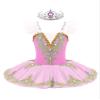 Aislor Kids Girls Sequin Ballet Dance Leotard Tutu Dress Swan Lake Dance Camisole Princess Dress Dancewear with Headwear Type A Pink 3-4 Years view 1