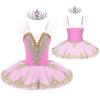 Aislor Kids Girls Sequin Ballet Dance Leotard Tutu Dress Swan Lake Dance Camisole Princess Dress Dancewear with Headwear Type A Pink 3-4 Years view 3