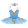 Aislor Kids Girls Sequin Ballet Dance Leotard Tutu Dress Swan Lake Dance Camisole Princess Dress Dancewear with Headwear Type B Sky Blue 10-12 Years view 1