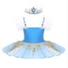 Aislor Kids Girls Sequin Ballet Dance Leotard Tutu Dress Swan Lake Dance Camisole Princess Dress Dancewear with Headwear Type B Sky Blue 10-12 Years view 2