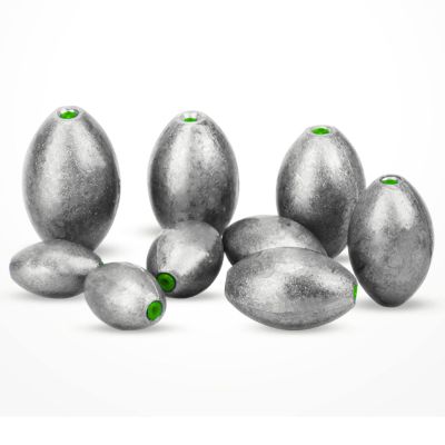AMYSPORTS Egg Lead Fishing Weights Kit Drop Bass Weights Sinker Tackle Saltwater Casting Fishing Sinkers Set Oval Freshwater 20pcs 1/4oz
