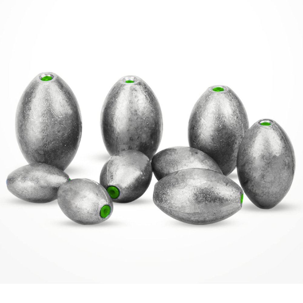 AMYSPORTS Egg Lead Fishing Weights Kit Drop Bass Weights Sinker Tackle Saltwater Casting Fishing Sinkers Set Oval Freshwater 20pcs 1/4oz