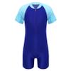 Loloda Kids Boys' One Piece Front Zipper Short Sleeve Rash Guard Swimsuit Water Sports Bathing Suits Royal_Blue 10-12 Years view 1