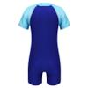 Loloda Kids Boys' One Piece Front Zipper Short Sleeve Rash Guard Swimsuit Water Sports Bathing Suits Royal_Blue 10-12 Years view 2