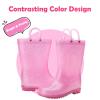 Colorxy Kids Rain Boots for Boys Waterproof Toddler Rain Boots with Easy-On Handles, Glitter Pink Size Toddler 8 view 2