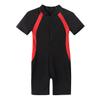 Loloda Kids Boys' One Piece Front Zipper Short Sleeve Rash Guard Swimsuit Water Sports Bathing Suits Red 10-12 Years view 3