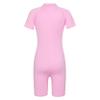 Loloda Kids Boys' One Piece Front Zipper Short Sleeve Rash Guard Swimsuit Water Sports Bathing Suits Pink 6-8 Years view 2