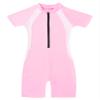 Loloda Kids Boys' One Piece Front Zipper Short Sleeve Rash Guard Swimsuit Water Sports Bathing Suits Pink 6-8 Years view 3