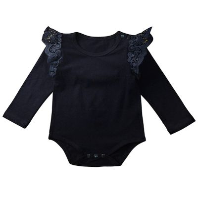 0-24M Newborn Infant One-Piece Romper Clothes Toddler Baby Girls Cute Solid Ruffles Sleeve Bodysuit Tops Jumpsuit