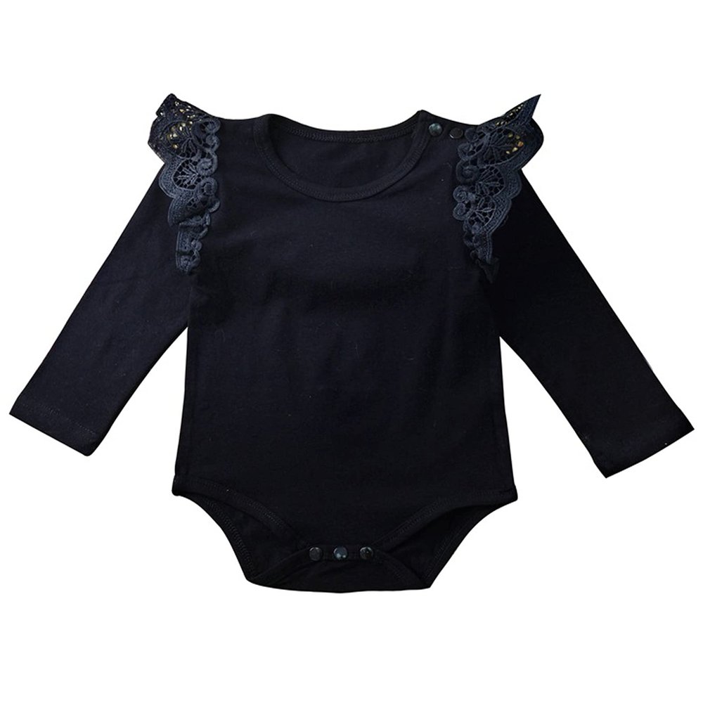 0-24M Newborn Infant One-Piece Romper Clothes Toddler Baby Girls Cute Solid Ruffles Sleeve Bodysuit Tops Jumpsuit