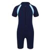 Loloda Kids Boys' One Piece Front Zipper Short Sleeve Rash Guard Swimsuit Water Sports Bathing Suits Navy_Blue 10-12 Years view 1