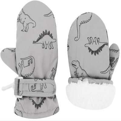 Slivery Color Toddler Gloves Kids Mittens Winter Warm Lined Fleece Gloves Waterproof Snow Baby Mitten for Boys Girls