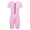 Loloda Kids Boys' One Piece Front Zipper Short Sleeve Rash Guard Swimsuit Water Sports Bathing Suits Pink 10-12 Years view 1