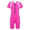 Loloda Kids Boys' One Piece Front Zipper Short Sleeve Rash Guard Swimsuit Water Sports Bathing Suits Rose 10-12 Years view 1