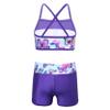 Loloda Kids Girls Shiny Sequins Mermaid Printed Tank Top with Booty Shorts for Dance/Gym/Workout Swimsuit Purple 4 Years view 2