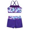 Loloda Kids Girls Shiny Sequins Mermaid Printed Tank Top with Booty Shorts for Dance/Gym/Workout Swimsuit Purple 4 Years view 3