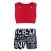 Loloda Girls' Racer Back Tank Top with Booty Shorts for Ballet Dance Gymnastics Workout Sport Dancewear Red 3-4 Years view 1