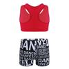 Loloda Girls' Racer Back Tank Top with Booty Shorts for Ballet Dance Gymnastics Workout Sport Dancewear Red 3-4 Years view 2