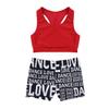 Loloda Girls' Racer Back Tank Top with Booty Shorts for Ballet Dance Gymnastics Workout Sport Dancewear Red 3-4 Years view 3