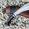 EGKH 12 Inch Long Blade Iraqi Khukuri Handmade Kukri Knife Full Tang Fixed Blade Machete Balance Tempered Carbon Steel Rosewood Handle view 4